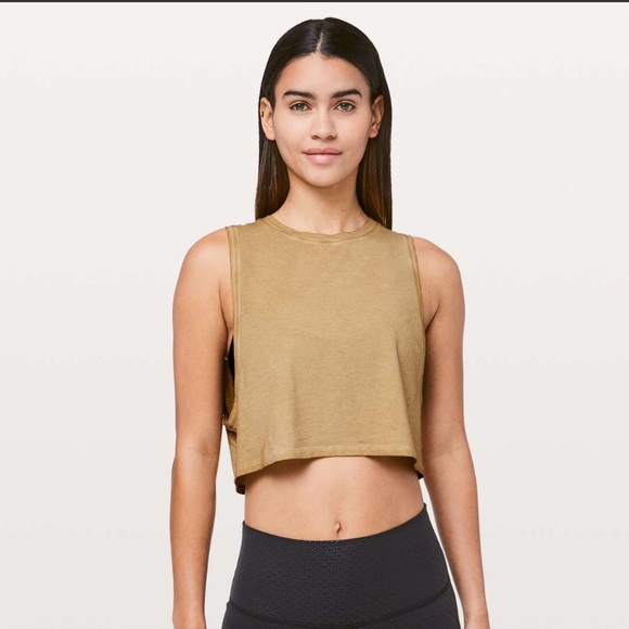 LULULEMON MUSCLE LOVE CROPPED TANK TOP - SIZE 6 - WASHED GLEAM - Picture 1 of 4